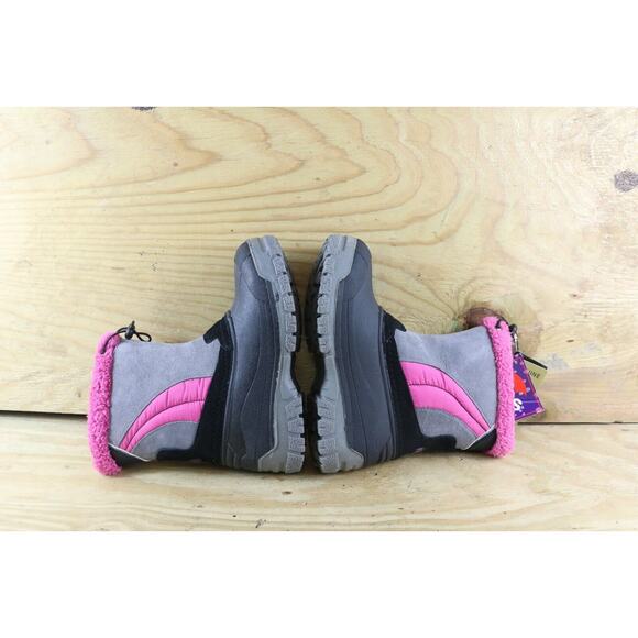 New Totes Snow Boots Kids Sz 3M Girl Gray Pink Thinsulate Faux Fur Lined - Picture 8 of 11
